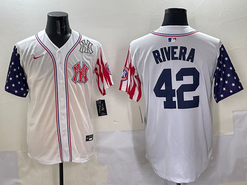 Men 2025 MLB New York Yankees 42 Rivera white jersey style 3